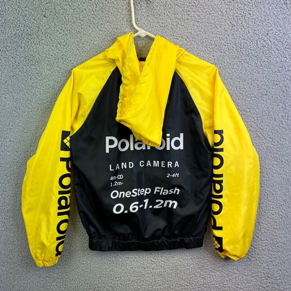 VINTAGE POLAROID 320 LAND CAMERA 90’S LIGHT HOODED JACKET ‎ SHELL BLACK SMALL - Picture 12 of 14